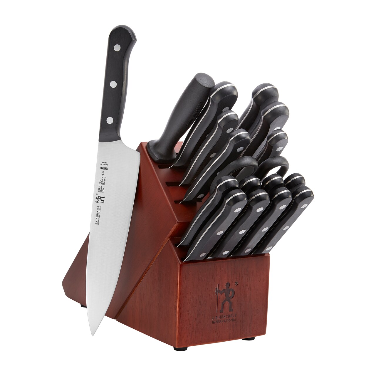 HENCKELS Razor-Sharp Solution 18-pc Knife block set, Chef Knife, Steak Knife, Utility Knife, Dark Brown, Stainless Steel